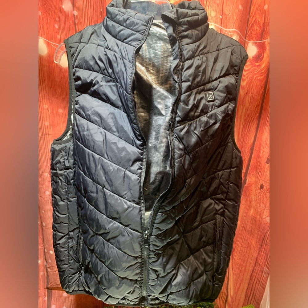 Men's Black Quilted Vest heated